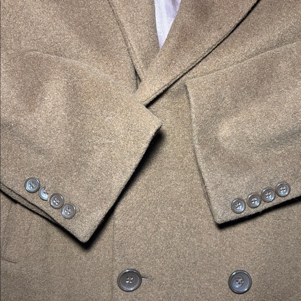 Valentuomo Men's cashmere/wool long Brown Double-Breasted Coat men’s dress coat - Picture 9 of 16